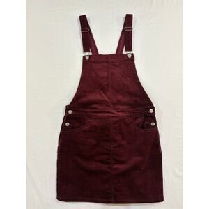 Love Tree Girls Burgundy Corduroy Overall Mini Dress Size XL